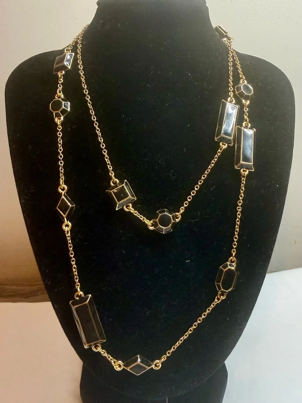 kate spade Gold-Tone Necklace with Black Gem Accents